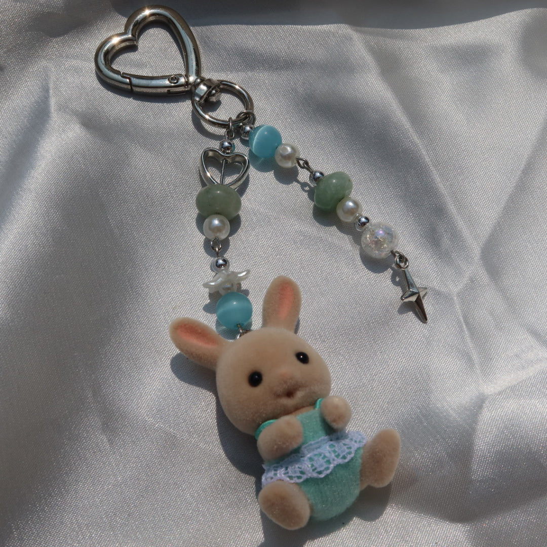 Calico Critter Keychain - Blue Bunny (Silver)