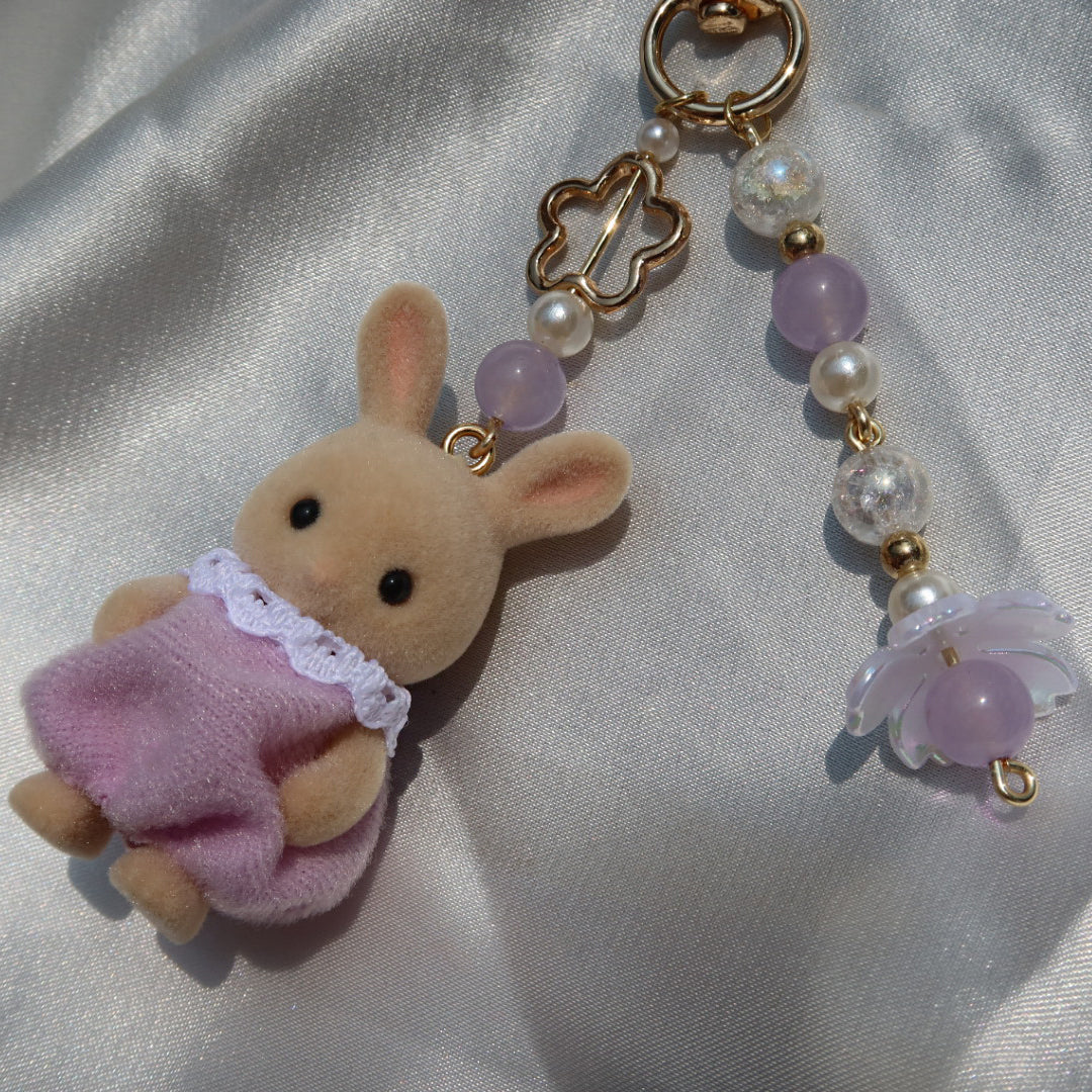 Calico Critter Keychain - Purple Bunny (Gold)