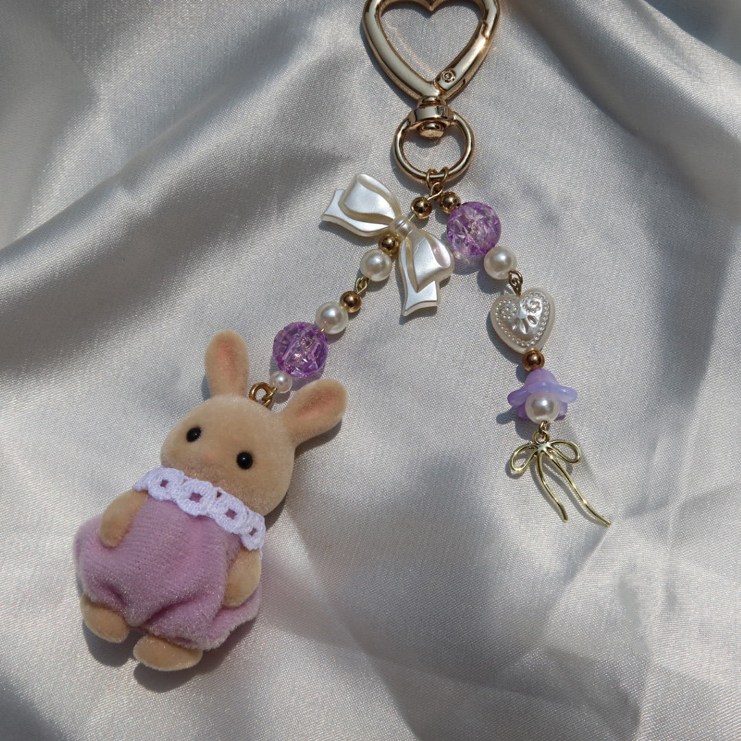 Calico Critter Keychain - Purple Bunny (Gold)