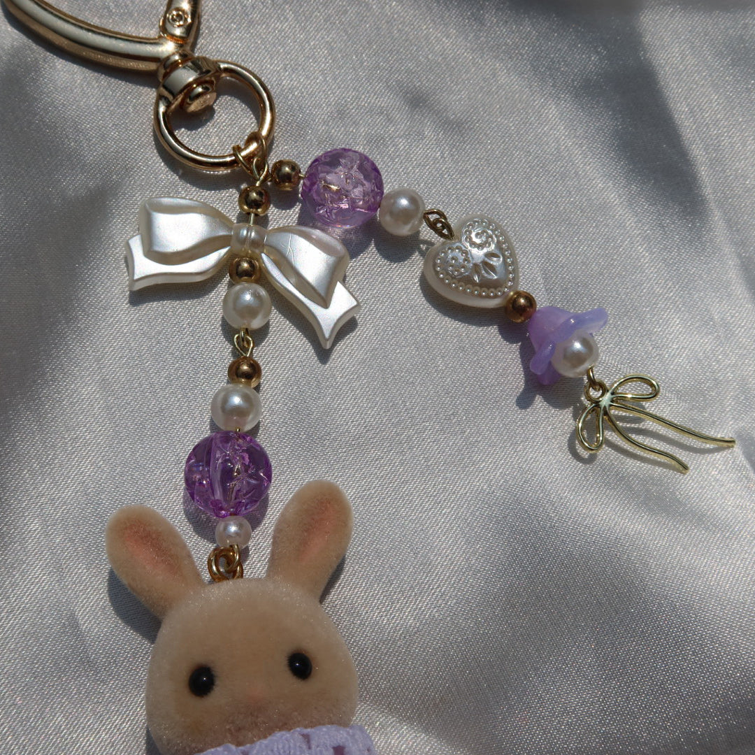 Calico Critter Keychain - Purple Bunny (Gold)