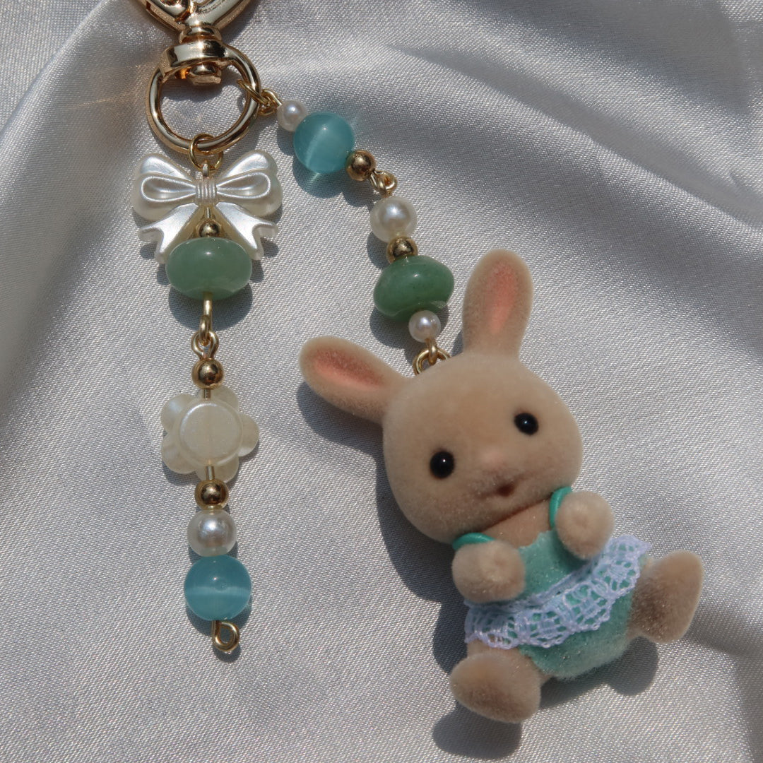 Calico Critter Keychain - Blue Bunny (Gold)