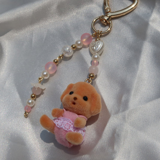 Calico Critter Keychain - Pink Dog (Gold)