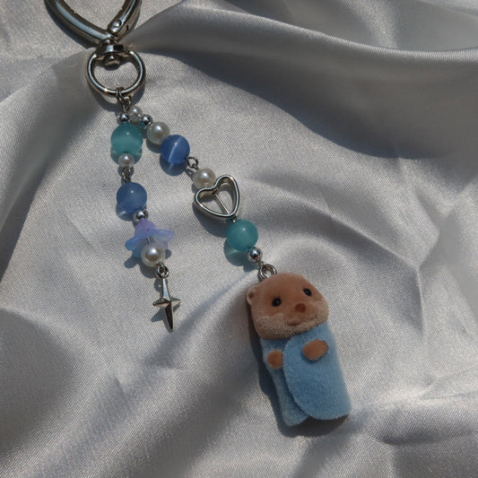 Calico Critter Keychain - Blue Baby Otter (Silver)