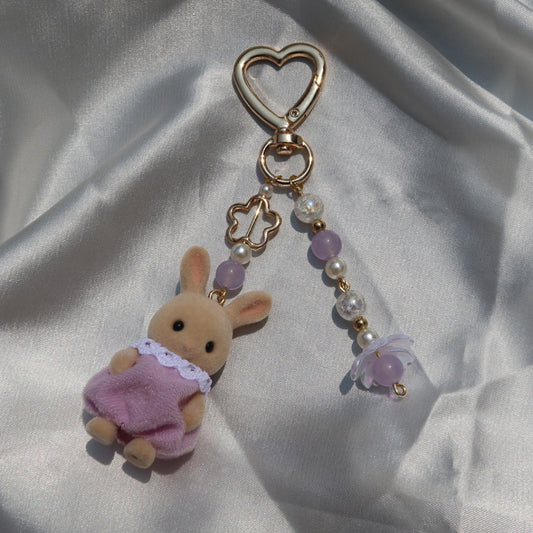 Calico Critter Keychain - Purple Bunny (Gold)