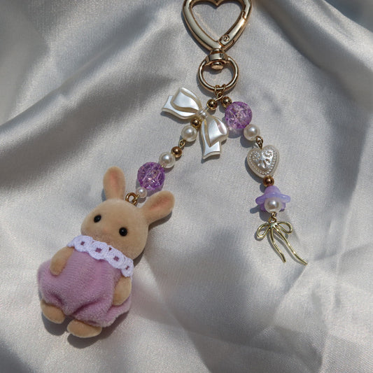 Calico Critter Keychain - Purple Bunny (Gold)