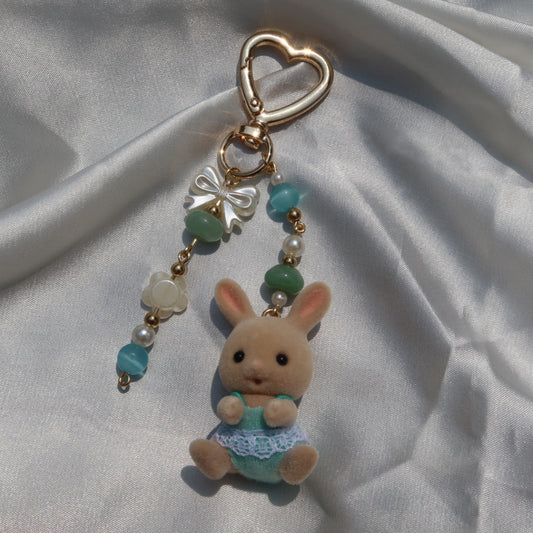 Calico Critter Keychain - Blue Bunny (Gold)