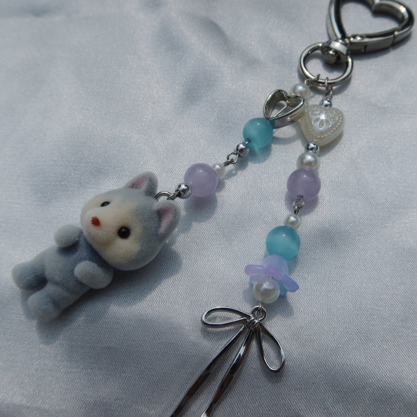 Calico Critter Keychain - Blue Baby Husky (Silver)